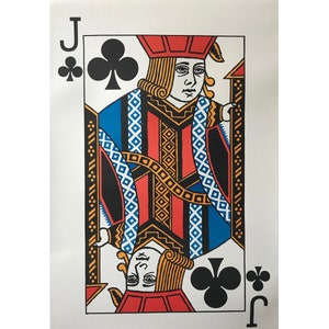 1967 Original Vintage Playing Card Poster - Jack of Clubs (Linen-backed)