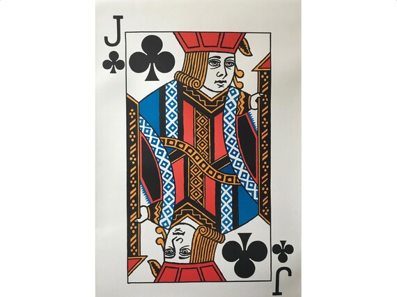1967 Original Vintage Playing Card Poster Jack of Clubs linen-backed 