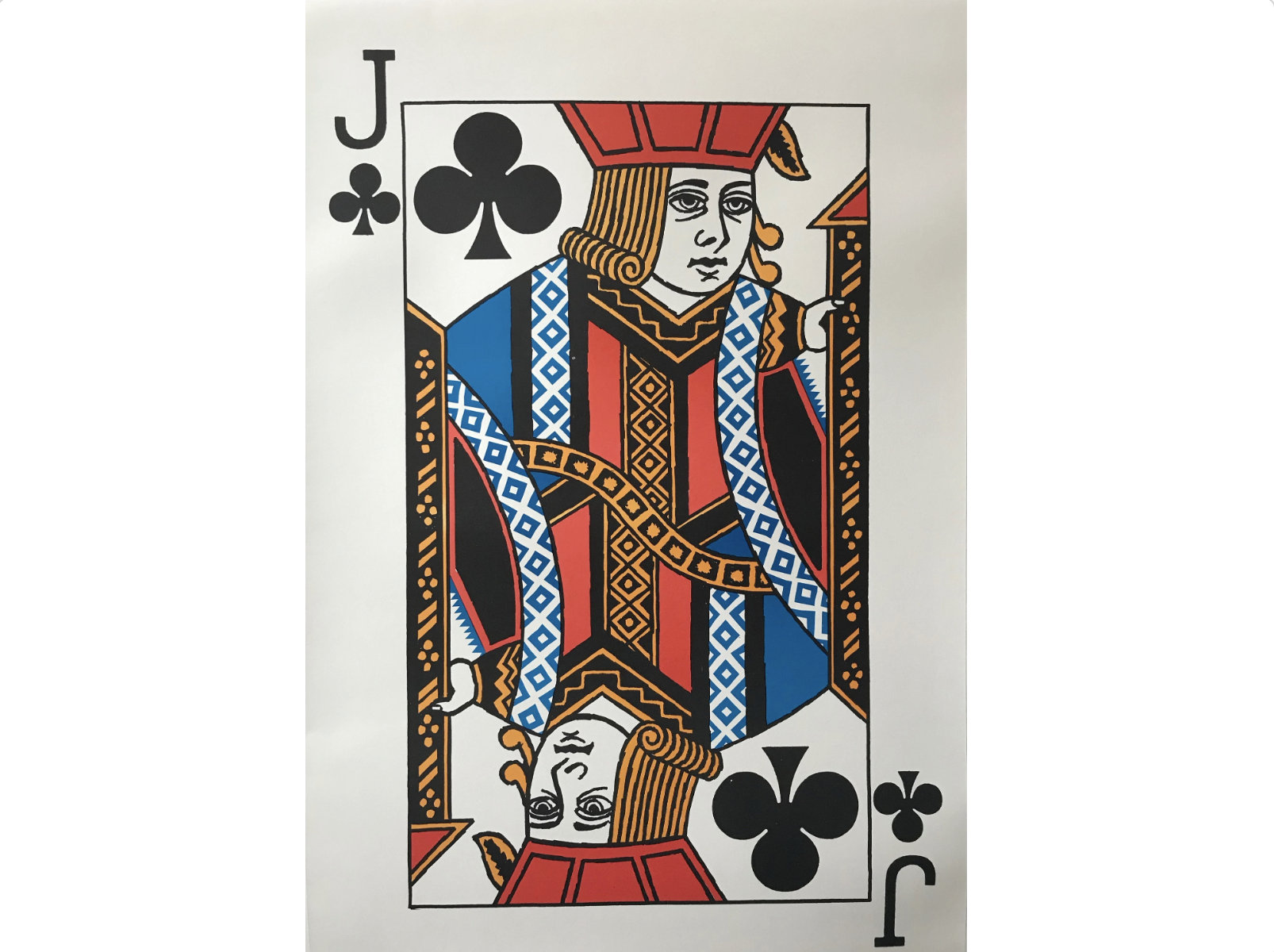 1967 Original Vintage Playing Card Poster - Jack of Clubs (linen