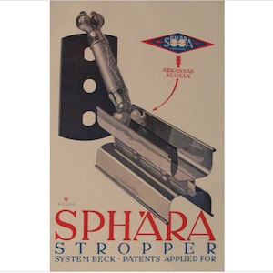 1923 Austrian Art Deco Poster, Sphara Razor Blades