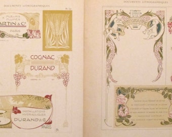 1900c. Belle Epoque Design Sheets, Documents Lithographiques Plate #24 + 19