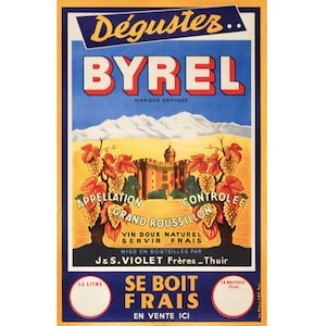 1940s Original French Art Deco - Alcohol Poster - Byrel (Le Verre Degustation)