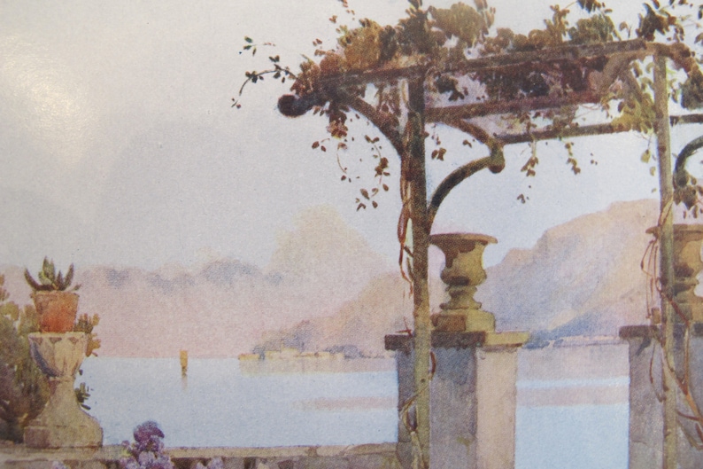 1905 Original Italian Print Italian prints by Ella du Cane Italian Travel Colour Plate Vintage Wall Art Limonta Lago di Como