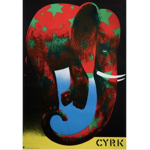 1974 Original Polish Circus Poster, Cyrk (elephant) - Wasilewski