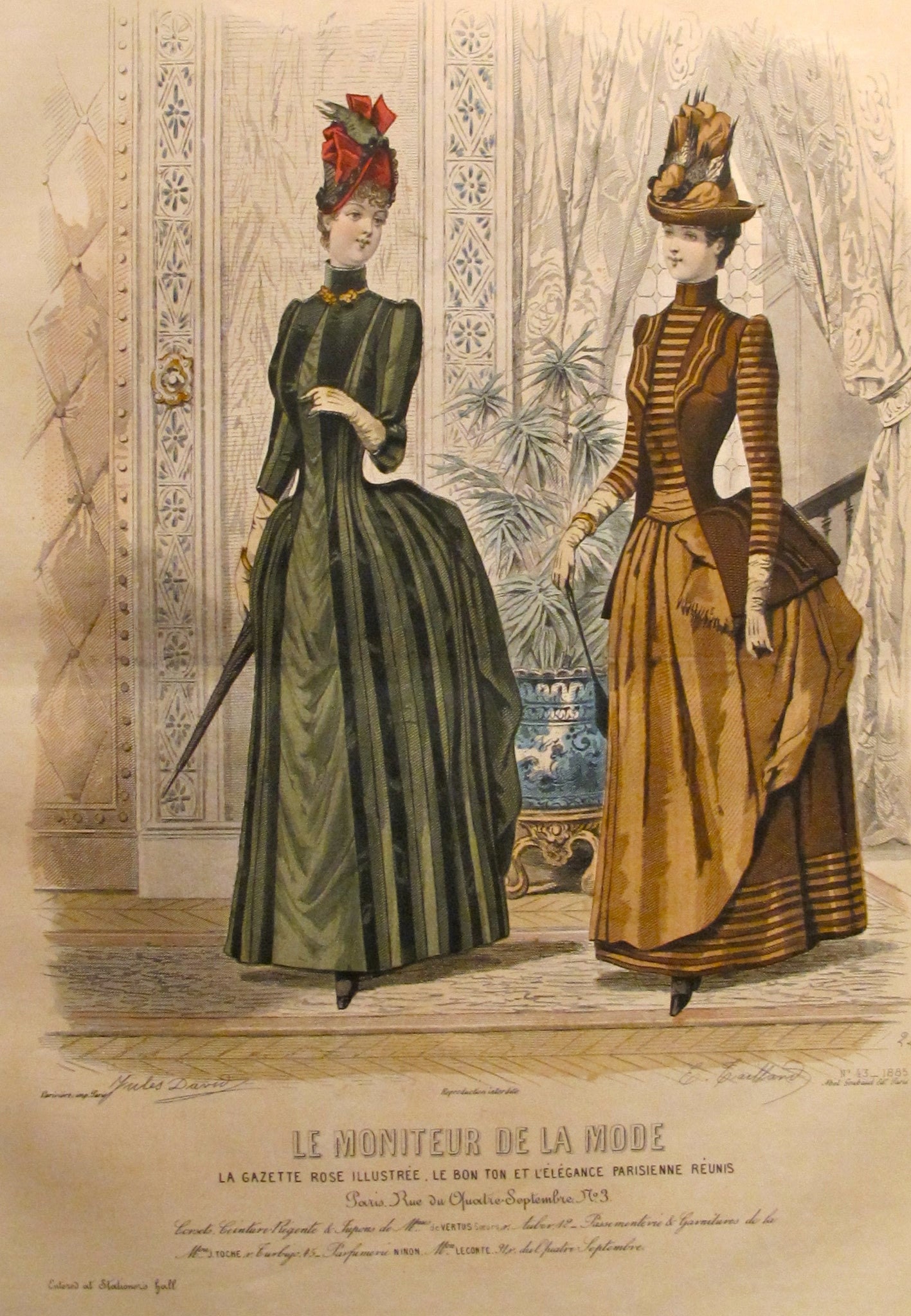 1885 Moniteur De La Mode, Parisian Ladies Fashion (plate 43 1885 Moniteur De La Mode, Parisian Ladies Fashion (plate 43