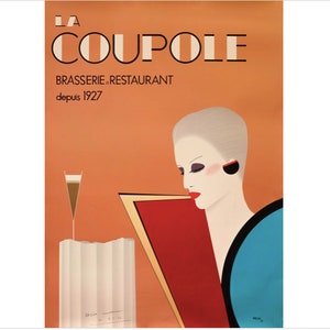 1982 French Restaurant Poster, La Coupole Brasserie, Hand-signed by the Artist