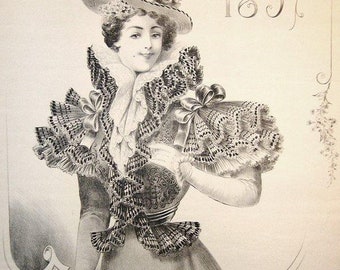 1897 Original French Belle Époque Fashion Poster, Été