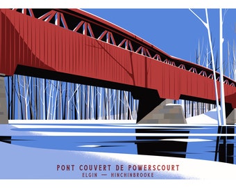 2019 Contemporary Travel Poster - Pascal Blanchet - Powerscourt Bridge