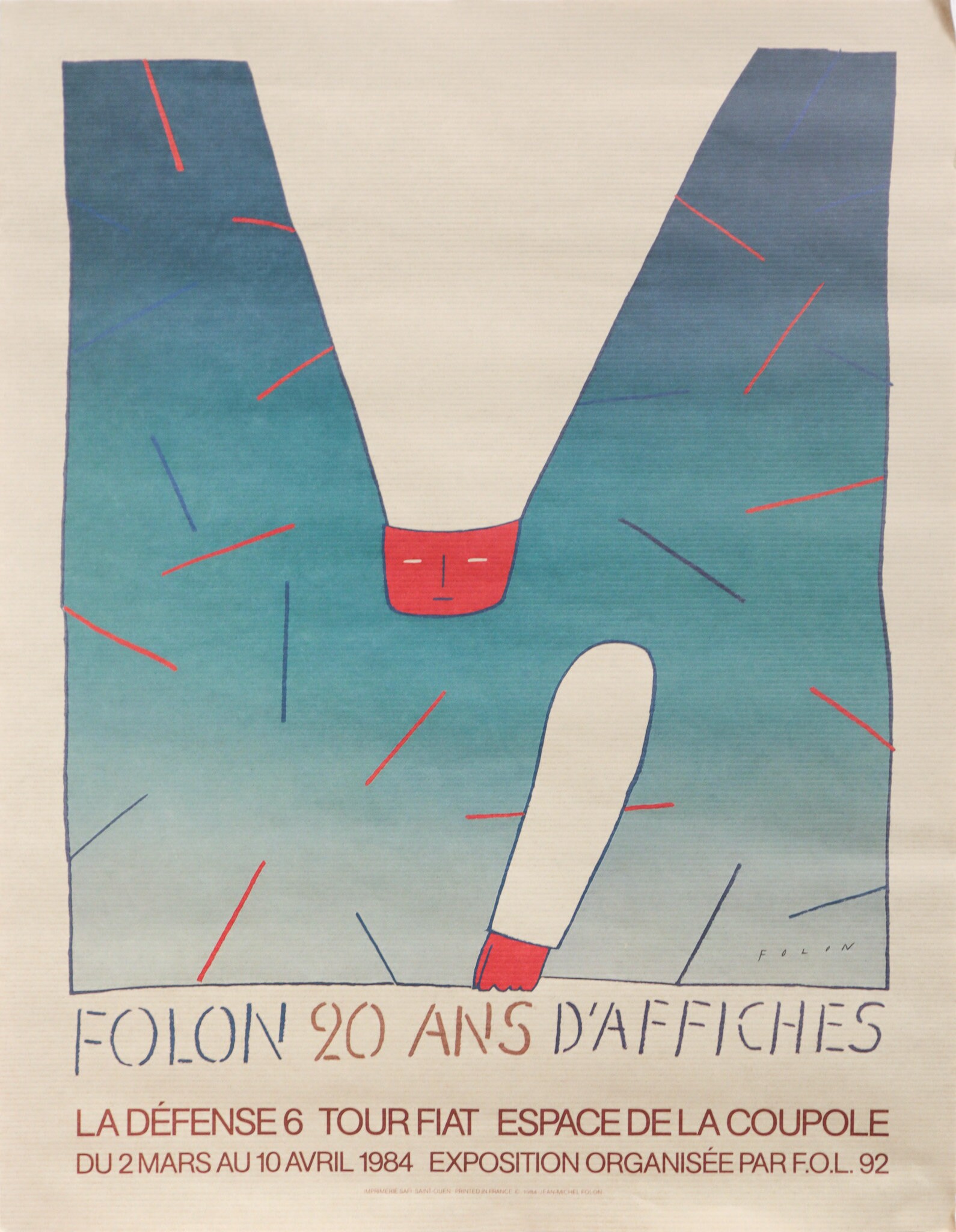 1984 French Exhibition Poster - Folon, 20 Ans D'affiches - Etsy