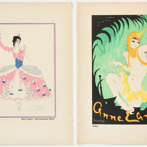 1922 Original Art Deco Plakat, Maria Hagen - Altfranzosisches Ballett; Anne Emmas (Recto/Verso)