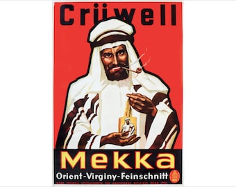 Póster art déco alemán original de la década de 1920, Cigarrillo Cruwell Mekka Tabak