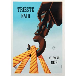 1973 Original Italian Exhibition Poster - Trieste Fair - Linen Backed