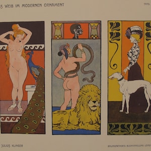 1902 Original German Poster, Das Weib Im Modernen Ornament, Plate 20 - Klinger
