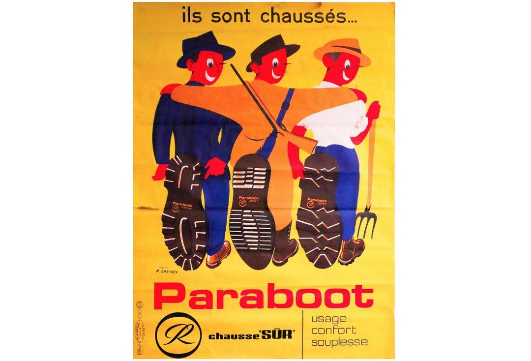 1950 年代のフランスの広告ポスター、Paraboot - P. Cazaux - オーバー