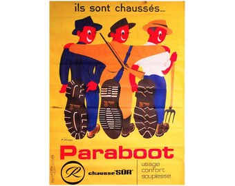 1950 年代のフランスの広告ポスター、Paraboot - P. Cazaux - オーバー