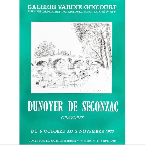 1977 Original French Exhibition Poster, Dunoyer de Segonzac, Galerie Varine-Gincourt