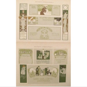 1900c. Belle Epoque Design Sheets, Documents Lithographiques Plate #6 +4
