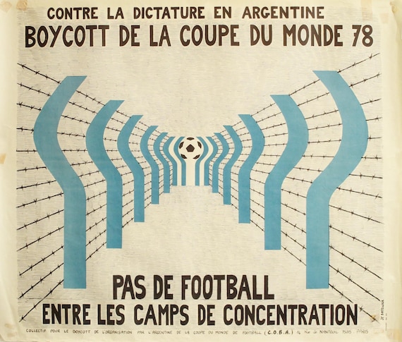Poster Vintage Coupe Du Monde 1978 Argentine - France Maillot Rétro Foot Déco Murale