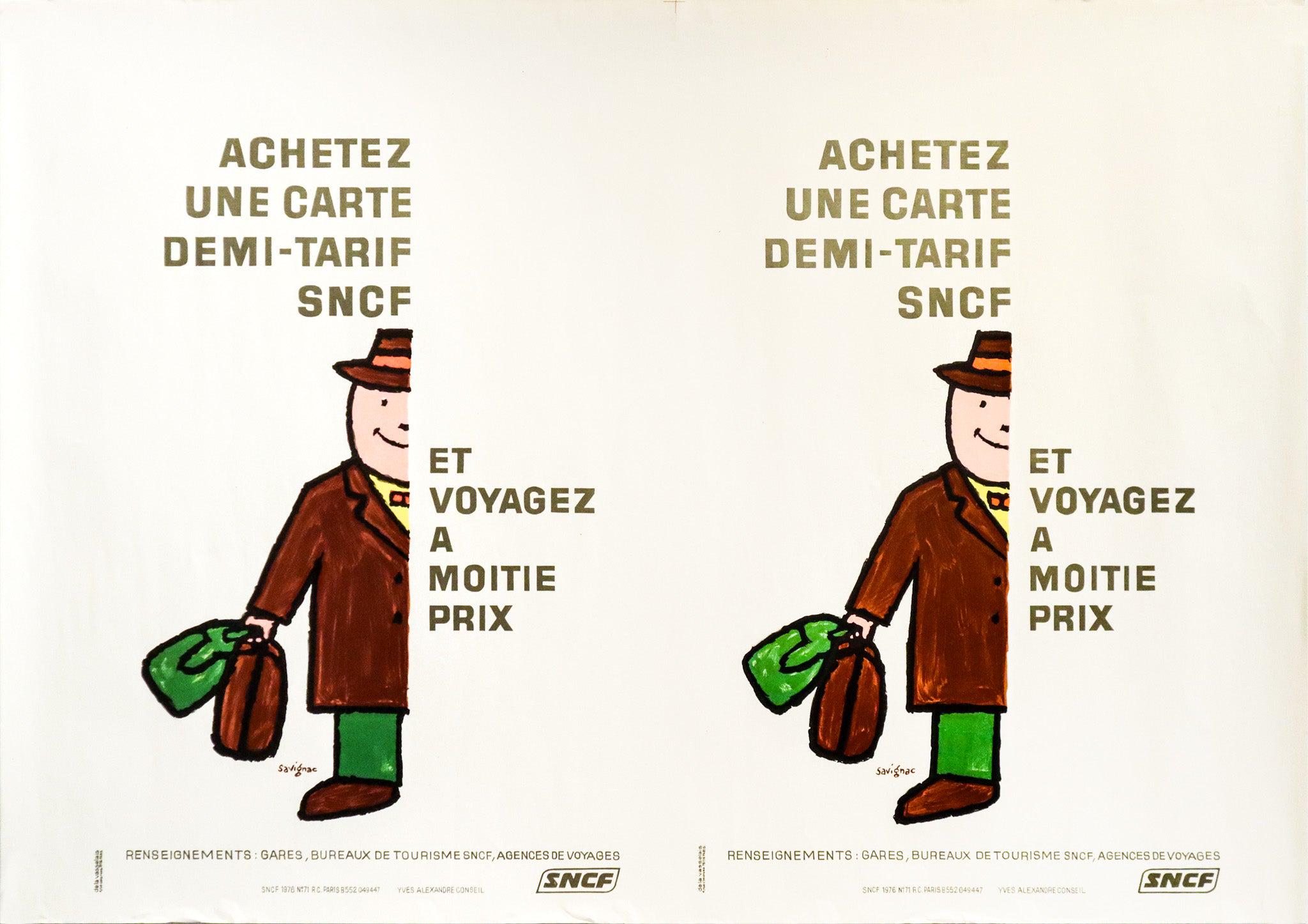 1976 年フランス旅行ポスター「SNCF Demi-Tarif」（サヴィニャック