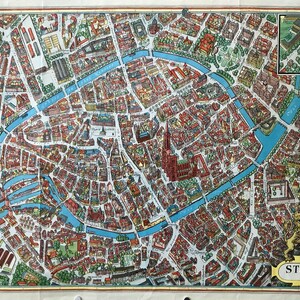 1950 Póster de viaje francés original, Estrasburgo (mapa)
