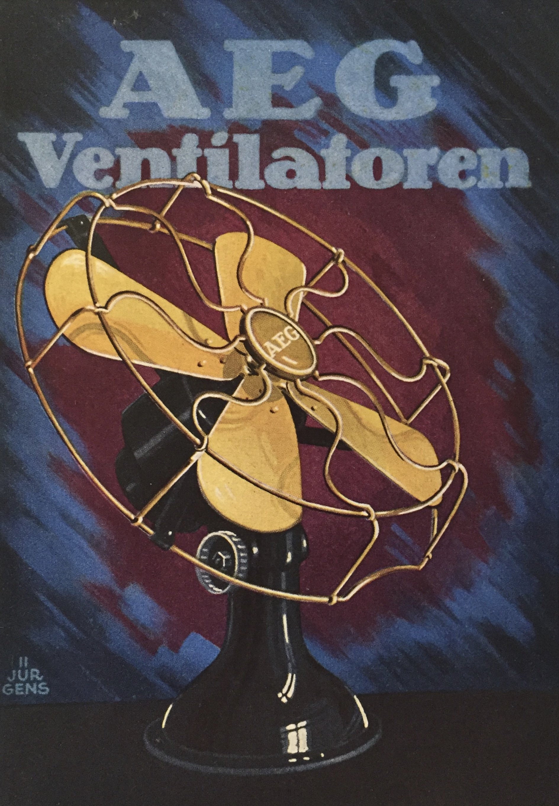 ヴィンテージバンドファンAEG BERLIN 1927 Vintage German Mini Poster, AEG Ventilation (fan) - Etsy