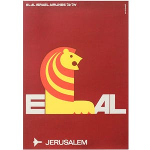1970&#39;s Original Travel Poster - Israel Airlines, Jerusalem