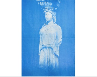 1977 poster for the art Magazine PROJEKT, artist: Waldemar Swierzy (Blue Greek Statue)