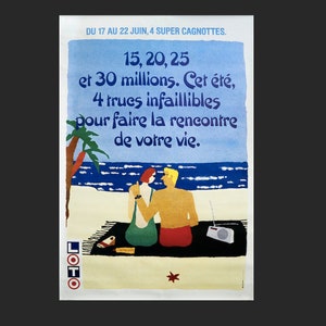 Póster original de la lotería francesa de 1990 - 4 Trucs Infaillibles pour faire la Rencontre de votre Vie