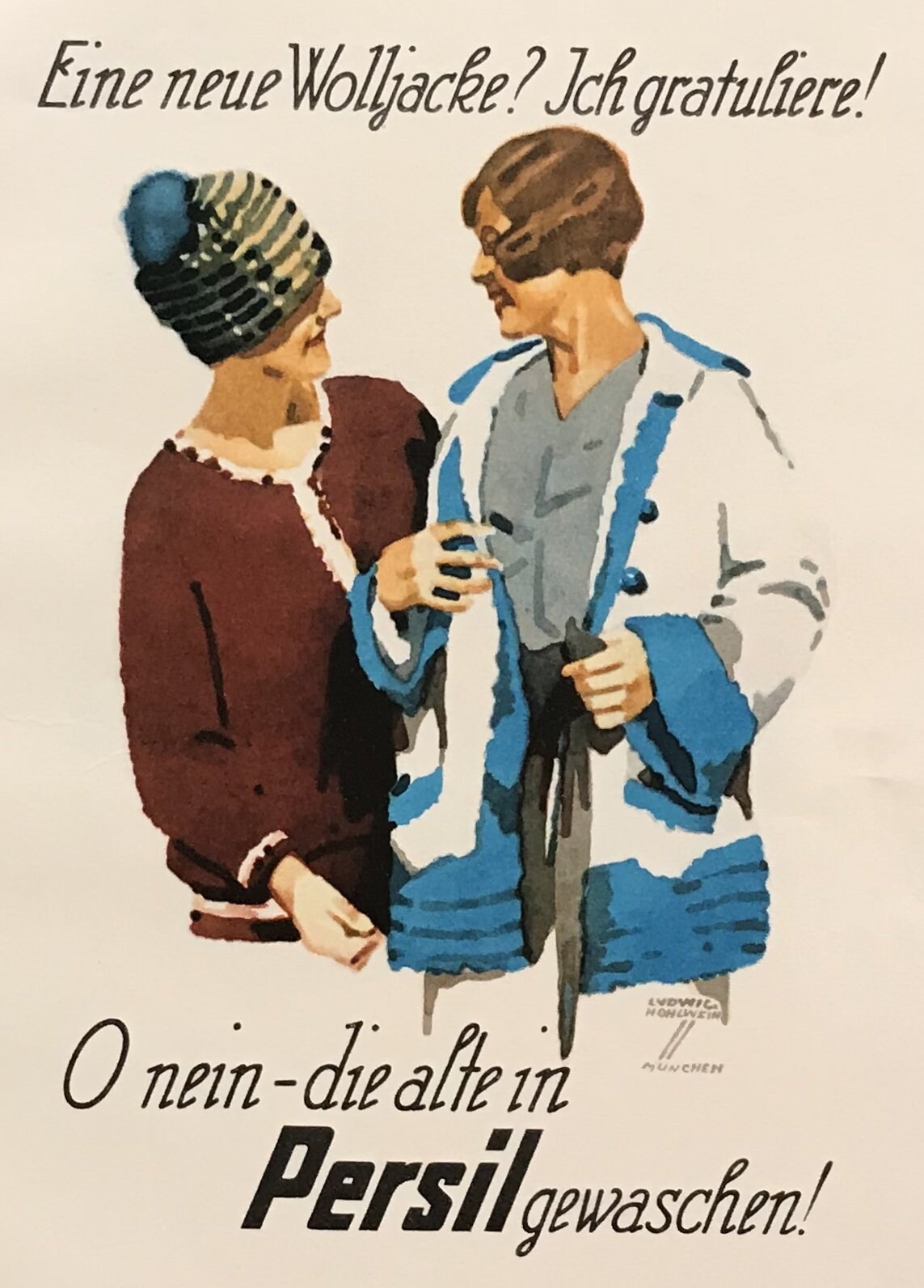 Gratuliere - Etsy Ich Persil Art Deco 1926 Neue eine Original Wolljacke Poster, German