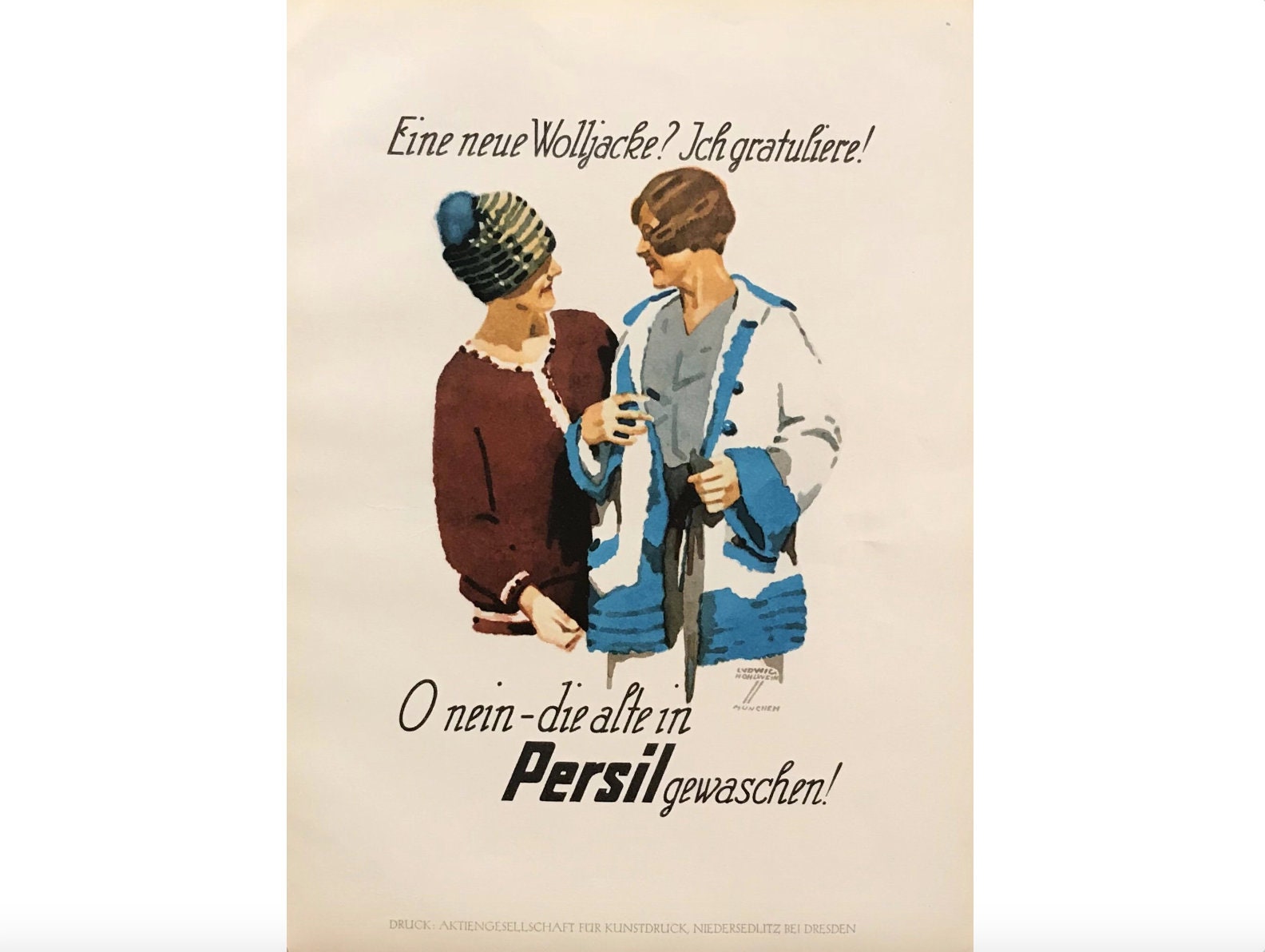 - Poster, German Etsy 1926 Persil Wolljacke eine Deco Gratuliere Neue Original Ich Art