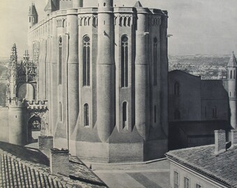 1950s Vintage French Travel Poster, Sainte-Cecile d'Albi