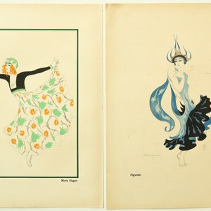 1922 Original Art Deco Poster, Die Blaue Flamme, Figur Marie Hagen (Recto/Verso)