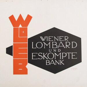 1923 Austrian Art Deco Poster, Wiener Lombard und Eskompte Bank (Logo Design)