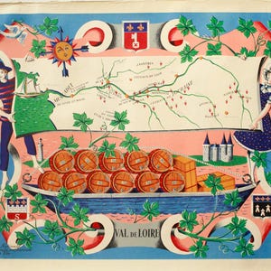 1954 French Wine Map, Val de Loire - R. Hétreau