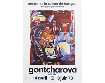 1973 Original French Abstract Cubist Exhibition Poster, Gontcharova