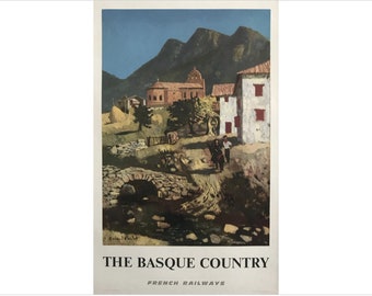 1968 Original French Railway Travel Poster, Basque Country