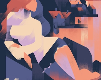 Póster de viaje moderno danés de 2014, Bornholm 14