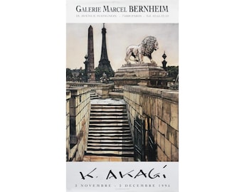 1995 French Exhibition Poster, K. Akagi, Galerie Marcel Bernheim