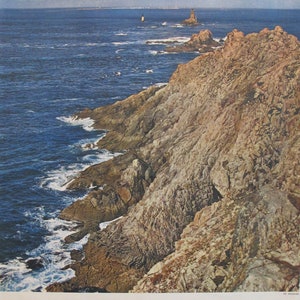 Poster de viagens francesas vintage dos anos 1950, Bretagne, La Pointe du Raz