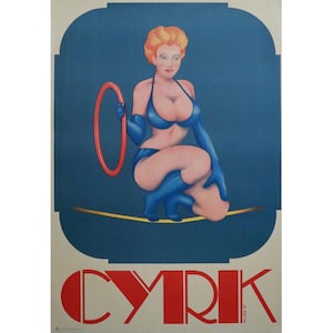 1975 Polish Circus poster - Cyrk (Aerialist) - Milach