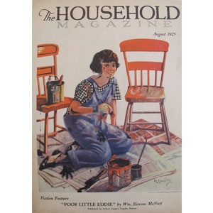 1925 The Household Magazine Original Vintage Cover, August Fiction Feature Edition - Reginald F Bolles
