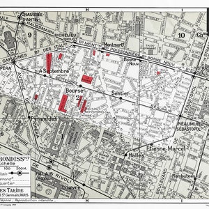 Oryginalna mapa Cartes Tarides z 1959 r. Paryża, II dzielnica
