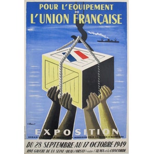 1949 Original French Exhibition poster - Pour l&#39;équipement de l&#39;union Française - Villemot