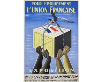 1949 Original French Exhibition poster - Pour l&#39;équipement de l&#39;union Française - Villemot