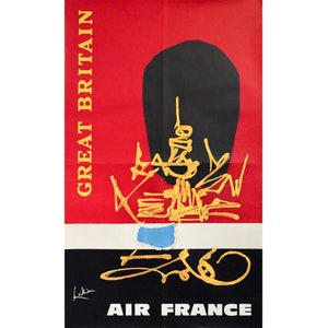 1968 Original Air France Travel Poster, Great Britain - Mathieu