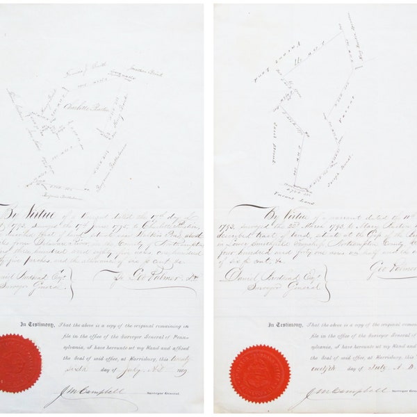 Antique Land Deeds Etsy