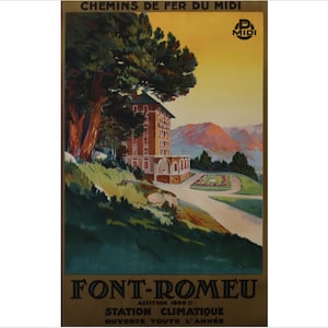 1930s Original French Travel Poster, Font Remeu (Pyrenee Region)