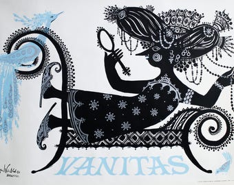 Bjorn Wiinblad ビンテージ フレーム入りデンマーク ポスター、春