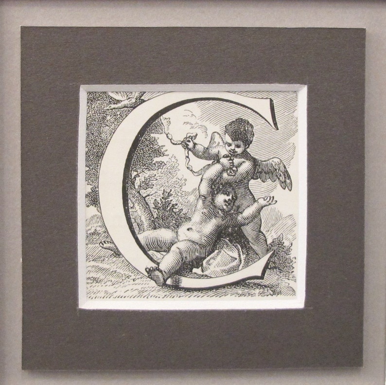 Nursery Decor Letter C Francois Boucher Kids Room Decor Vintage Baroque Alphabet