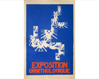 1960's French Exhibition Poster, Exposition Ornithologique (Ornithology Exposition)